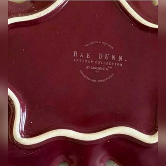 RAE DUNN FALL Y'ALL CERAMIC LEAF PLATES SET OF 4 ARTISAN COLLECTION MAGENTA NEW! - Picture 2 of 3